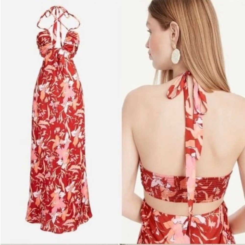 NWT J. Crew Collection Lilly Swirl Halter Dress Size 0 - Picture 2 of 5